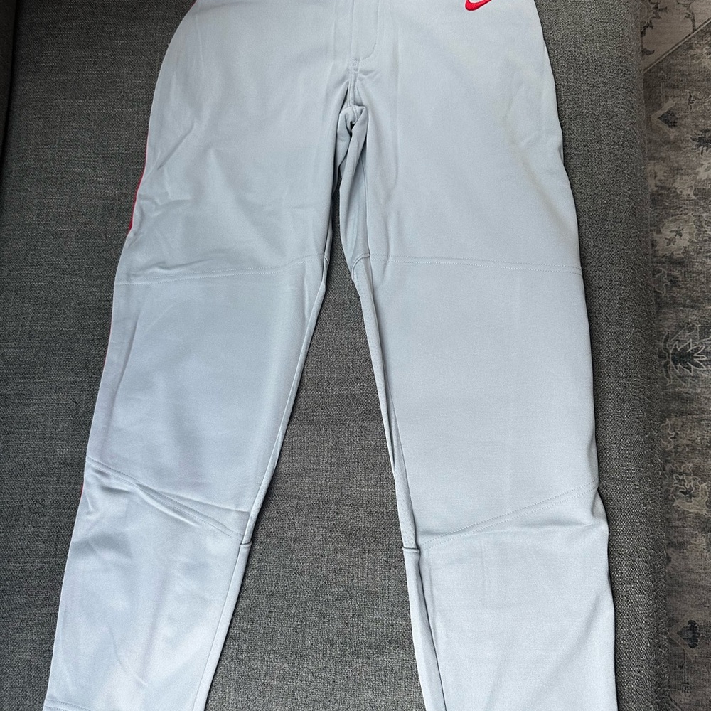 Nike Kids Gray Joggers with Red Accents